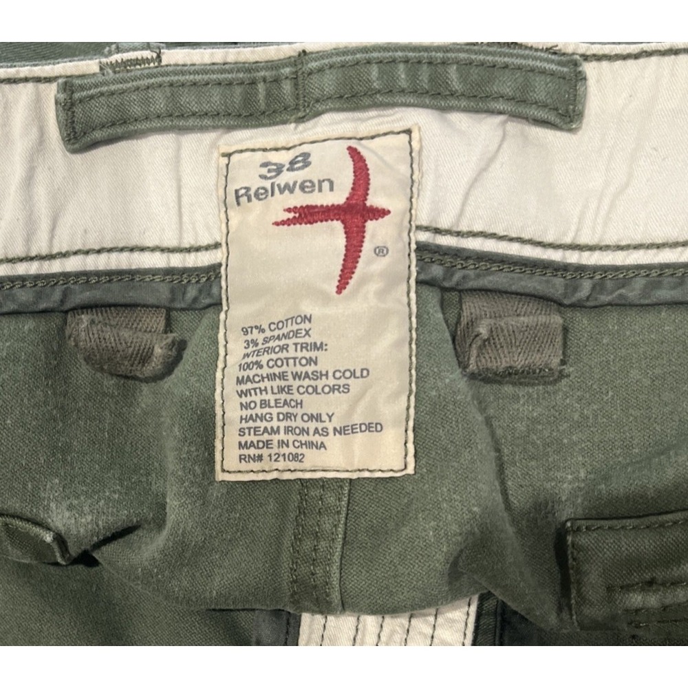 Relwen Mens Fatigue Pants Olive Green Military Utility Trousers Size 38 - Picture 2 of 10
